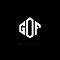 GOF letter logo design with polygon shape. GOF polygon and cube shape logo design. GOF hexagon vector logo template white and black colors. GOF monogram, business and real estate logo.