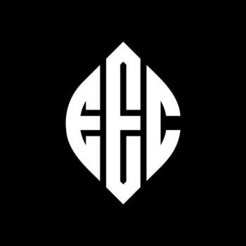 EEC circle letter logo design with circle and ellipse shape. EEC ellipse letters with typographic style. The three initials form a circle logo. EEC Circle Emblem Abstract Monogram Letter Mark Vector. vector