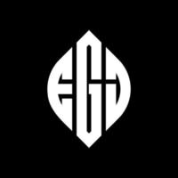 EGJ circle letter logo design with circle and ellipse shape. EGJ ellipse letters with typographic style. The three initials form a circle logo. EGJ Circle Emblem Abstract Monogram Letter Mark Vector. vector