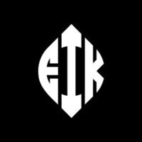 diseño de logotipo de letra de círculo eik con forma de círculo y elipse. eik elipse letras con estilo tipográfico. las tres iniciales forman un logo circular. vector de marca de letra de monograma abstracto del emblema del círculo eik.