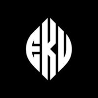 Diseño de logotipo de letra de círculo eku con forma de círculo y elipse. eku elipse letras con estilo tipográfico. las tres iniciales forman un logo circular. vector de marca de letra de monograma abstracto del emblema del círculo eku.