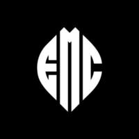 diseño de logotipo de letra de círculo emc con forma de círculo y elipse. letras elípticas emc con estilo tipográfico. las tres iniciales forman un logo circular. vector de marca de letra de monograma abstracto del emblema del círculo emc.