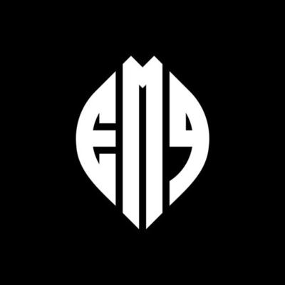 EMQ circle letter logo design with circle and ellipse shape. EMQ ellipse letters with typographic style. The three initials form a circle logo. EMQ Circle Emblem Abstract Monogram Letter Mark Vector.