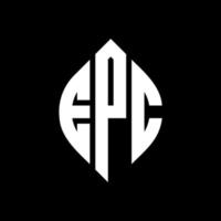 EPC circle letter logo design with circle and ellipse shape. EPC ellipse letters with typographic style. The three initials form a circle logo. EPC Circle Emblem Abstract Monogram Letter Mark Vector. vector