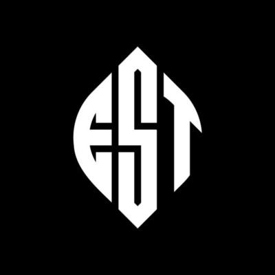 EST circle letter logo design with circle and ellipse shape. EST ellipse letters with typographic style. The three initials form a circle logo. EST Circle Emblem Abstract Monogram Letter Mark Vector.