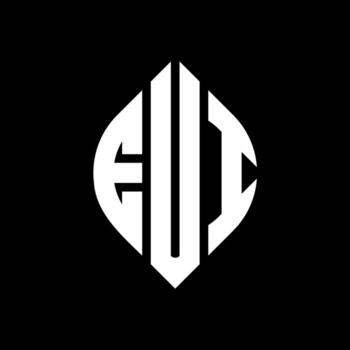 EUI circle letter logo design with circle and ellipse shape. EUI ellipse letters with typographic style. The three initials form a circle logo. EUI Circle Emblem Abstract Monogram Letter Mark Vector. vector