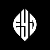 EYJ circle letter logo design with circle and ellipse shape. EYJ ellipse letters with typographic style. The three initials form a circle logo. EYJ Circle Emblem Abstract Monogram Letter Mark Vector. vector