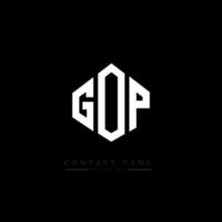 GOP letter logo design with polygon shape. GOP polygon and cube shape logo design. GOP hexagon vector logo template white and black colors. GOP monogram, business and real estate logo.