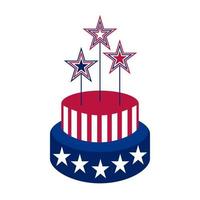 The 4th of July Clipart Element Cake, USA Independence day, Red and Blue, Stars and Stripes vector