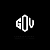 GOV letter logo design with polygon shape. GOV polygon and cube shape logo design. GOV hexagon vector logo template white and black colors. GOV monogram, business and real estate logo.