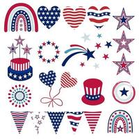 4th of July Clipart Elements Set, American Independence day, vector