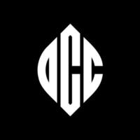DCC circle letter logo design with circle and ellipse shape. DCC ellipse letters with typographic style. The three initials form a circle logo. DCC Circle Emblem Abstract Monogram Letter Mark Vector. vector