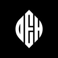 DEH circle letter logo design with circle and ellipse shape. DEH ellipse letters with typographic style. The three initials form a circle logo. DEH Circle Emblem Abstract Monogram Letter Mark Vector. vector