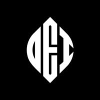 diseño de logotipo de letra de círculo dei con forma de círculo y elipse. dei letras elipses con estilo tipográfico. las tres iniciales forman un logo circular. vector de marca de letra de monograma abstracto del emblema del círculo dei.