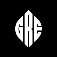 GRE circle letter logo design with circle and ellipse shape. GRE ellipse letters with typographic style. The three initials form a circle logo. GRE Circle Emblem Abstract Monogram Letter Mark Vector. vector
