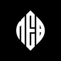 MEB circle letter logo design with circle and ellipse shape. MEB ellipse letters with typographic style. The three initials form a circle logo. MEB Circle Emblem Abstract Monogram Letter Mark Vector. vector