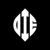 DIE circle letter logo design with circle and ellipse shape. DIE ellipse letters with typographic style. The three initials form a circle logo. DIE Circle Emblem Abstract Monogram Letter Mark Vector. vector