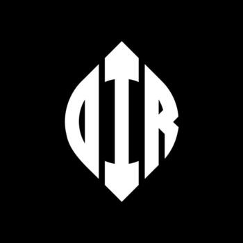 DIR circle letter logo design with circle and ellipse shape. DIR ellipse letters with typographic style. The three initials form a circle logo. DIR Circle Emblem Abstract Monogram Letter Mark Vector. vector