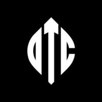 diseño de logotipo de letra de círculo dtc con forma de círculo y elipse. letras de elipse dtc con estilo tipográfico. las tres iniciales forman un logo circular. vector de marca de letra de monograma abstracto del emblema del círculo dtc.