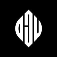 DJW circle letter logo design with circle and ellipse shape. DJW ellipse letters with typographic style. The three initials form a circle logo. DJW Circle Emblem Abstract Monogram Letter Mark Vector. vector
