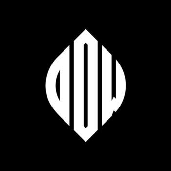 DOW circle letter logo design with circle and ellipse shape. DOW ellipse letters with typographic style. The three initials form a circle logo. DOW Circle Emblem Abstract Monogram Letter Mark Vector. vector