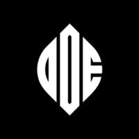 DOE circle letter logo design with circle and ellipse shape. DOE ellipse letters with typographic style. The three initials form a circle logo. DOE Circle Emblem Abstract Monogram Letter Mark Vector. vector