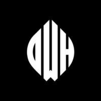 diseño de logotipo de letra circular dwh con forma de círculo y elipse. letras de elipse dwh con estilo tipográfico. las tres iniciales forman un logo circular. vector de marca de letra de monograma abstracto del emblema del círculo dwh.