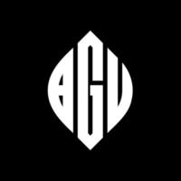 BGU circle letter logo design with circle and ellipse shape. BGU ellipse letters with typographic style. The three initials form a circle logo. BGU Circle Emblem Abstract Monogram Letter Mark Vector. vector