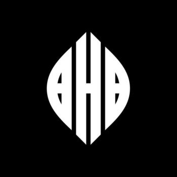 BHB circle letter logo design with circle and ellipse shape. BHB ellipse letters with typographic style. The three initials form a circle logo. BHB Circle Emblem Abstract Monogram Letter Mark Vector. vector