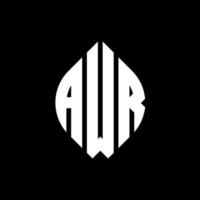 diseño de logotipo de letra de círculo awr con forma de círculo y elipse. awr letras elipses con estilo tipográfico. las tres iniciales forman un logo circular. vector de marca de letra de monograma abstracto del emblema del círculo awr.