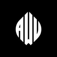 diseño de logotipo de letra de círculo awu con forma de círculo y elipse. awu elipse letras con estilo tipográfico. las tres iniciales forman un logo circular. vector de marca de letra de monograma abstracto del emblema del círculo awu.