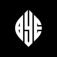 BYE circle letter logo design with circle and ellipse shape. BYE ellipse letters with typographic style. The three initials form a circle logo. BYE Circle Emblem Abstract Monogram Letter Mark Vector. vector