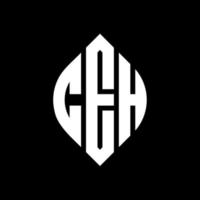 CEH circle letter logo design with circle and ellipse shape. CEH ellipse letters with typographic style. The three initials form a circle logo. CEH Circle Emblem Abstract Monogram Letter Mark Vector. vector