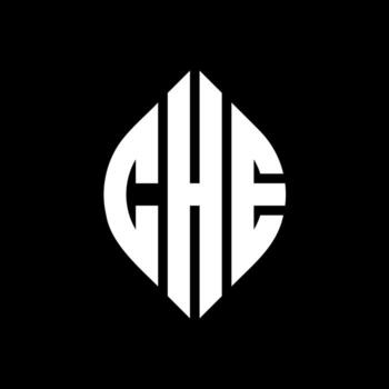 CHE circle letter logo design with circle and ellipse shape. CHE ellipse letters with typographic style. The three initials form a circle logo. CHE Circle Emblem Abstract Monogram Letter Mark Vector. vector