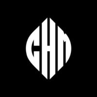 CHM circle letter logo design with circle and ellipse shape. CHM ellipse letters with typographic style. The three initials form a circle logo. CHM Circle Emblem Abstract Monogram Letter Mark Vector. vector