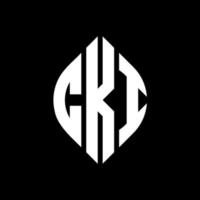 CKI circle letter logo design with circle and ellipse shape. CKI ellipse letters with typographic style. The three initials form a circle logo. CKI Circle Emblem Abstract Monogram Letter Mark Vector. vector
