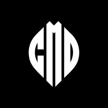 CMD circle letter logo design with circle and ellipse shape. CMD ellipse letters with typographic style. The three initials form a circle logo. CMD Circle Emblem Abstract Monogram Letter Mark Vector. vector
