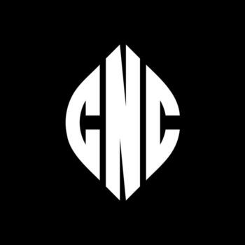 CNC circle letter logo design with circle and ellipse shape. CNC ellipse letters with typographic style. The three initials form a circle logo. CNC Circle Emblem Abstract Monogram Letter Mark Vector. vector