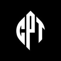 CPT circle letter logo design with circle and ellipse shape. CPT ellipse letters with typographic style. The three initials form a circle logo. CPT Circle Emblem Abstract Monogram Letter Mark Vector. vector