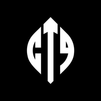 CTQ circle letter logo design with circle and ellipse shape. CTQ ellipse letters with typographic style. The three initials form a circle logo. CTQ Circle Emblem Abstract Monogram Letter Mark Vector. vector