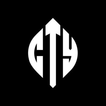 QCTY circle letter logo design with circle and ellipse shape. CTY ellipse letters with typographic style. The three initials form a circle logo. CTY Circle Emblem Abstract Monogram Letter Mark Vector. vector