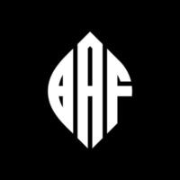 BAF circle letter logo design with circle and ellipse shape. BAF ellipse letters with typographic style. The three initials form a circle logo. BAF Circle Emblem Abstract Monogram Letter Mark Vector. vector