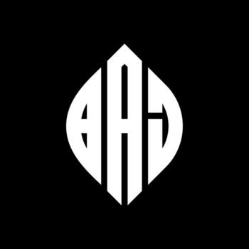 BAJ circle letter logo design with circle and ellipse shape. BAJ ellipse letters with typographic style. The three initials form a circle logo. BAJ Circle Emblem Abstract Monogram Letter Mark Vector. vector