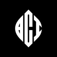 BCI circle letter logo design with circle and ellipse shape. BCI ellipse letters with typographic style. The three initials form a circle logo. BCI Circle Emblem Abstract Monogram Letter Mark Vector. vector
