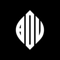 diseño de logotipo de letra de círculo bdu con forma de círculo y elipse. letras de elipse bdu con estilo tipográfico. las tres iniciales forman un logo circular. vector de marca de letra de monograma abstracto del emblema del círculo bdu.