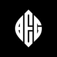 BEG circle letter logo design with circle and ellipse shape. BEG ellipse letters with typographic style. The three initials form a circle logo. BEG Circle Emblem Abstract Monogram Letter Mark Vector. vector