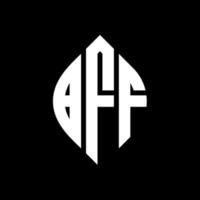 BFF circle letter logo design with circle and ellipse shape. BFF ellipse letters with typographic style. The three initials form a circle logo. BFF Circle Emblem Abstract Monogram Letter Mark Vector. vector