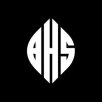 BHS circle letter logo design with circle and ellipse shape. BHS ellipse letters with typographic style. The three initials form a circle logo. BHS Circle Emblem Abstract Monogram Letter Mark Vector. vector