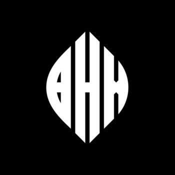 BHX circle letter logo design with circle and ellipse shape. BHX ellipse letters with typographic style. The three initials form a circle logo. BHX Circle Emblem Abstract Monogram Letter Mark Vector. vector