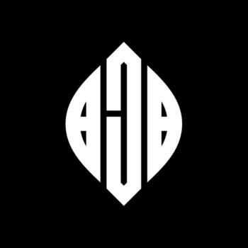BJB circle letter logo design with circle and ellipse shape. BJB ellipse letters with typographic style. The three initials form a circle logo. BJB Circle Emblem Abstract Monogram Letter Mark Vector. vector